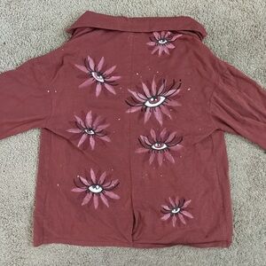 Flower Power Cardigan Jacket Blazer Hand Painted Jacket with Psychedelic Flowers